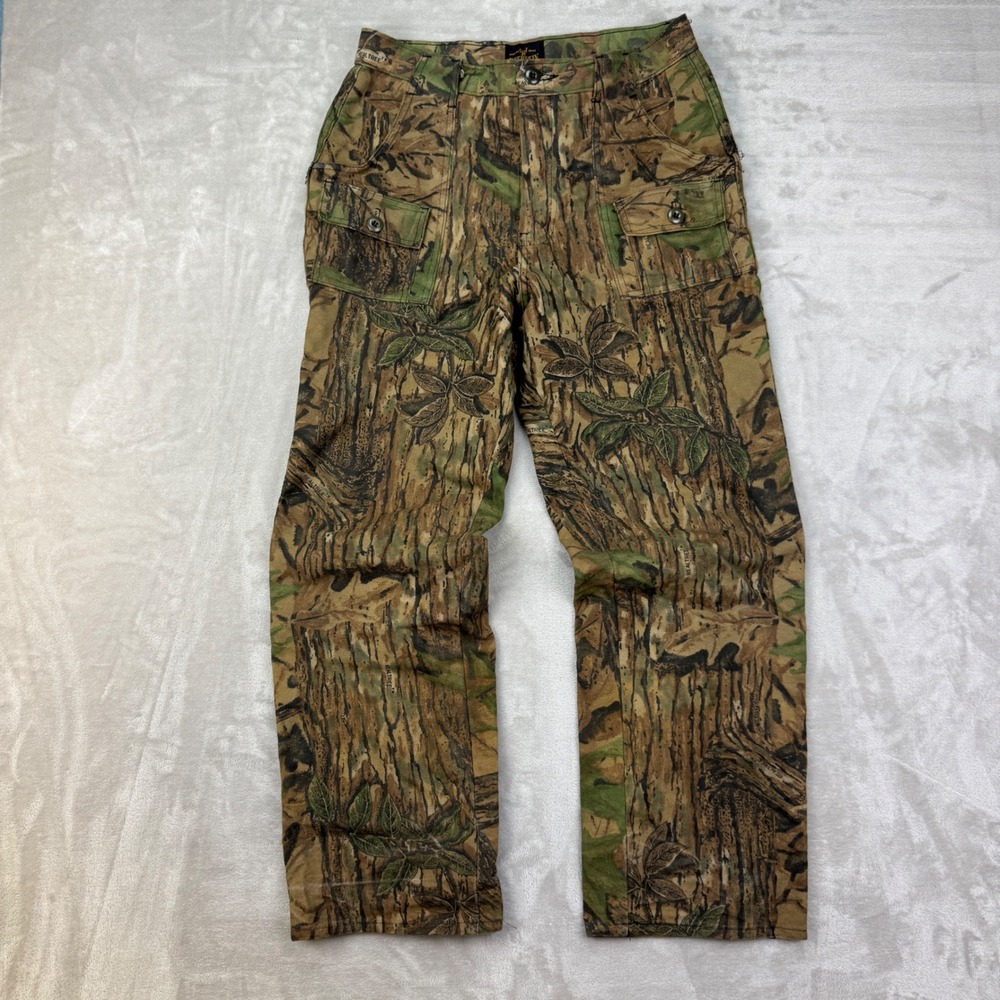Deerskin‎ Camo Cargo Pants Mens 32x31 Brown Straight Realtree Vintage 90s USA